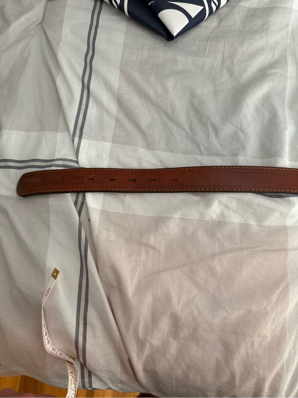 Vintage J.Crew Leather Belt Brass Anchor Buckle Cocoa Brown Sz S - Picture 4 of 5